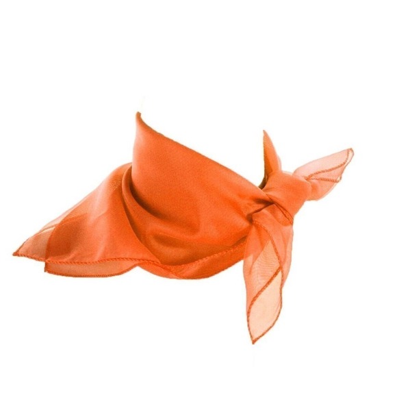 50s Style Sheer Chiffon Square Scarves Set w 1 Orange 1 Yellow Scarf - Hey Viv - Picture 4 of 7